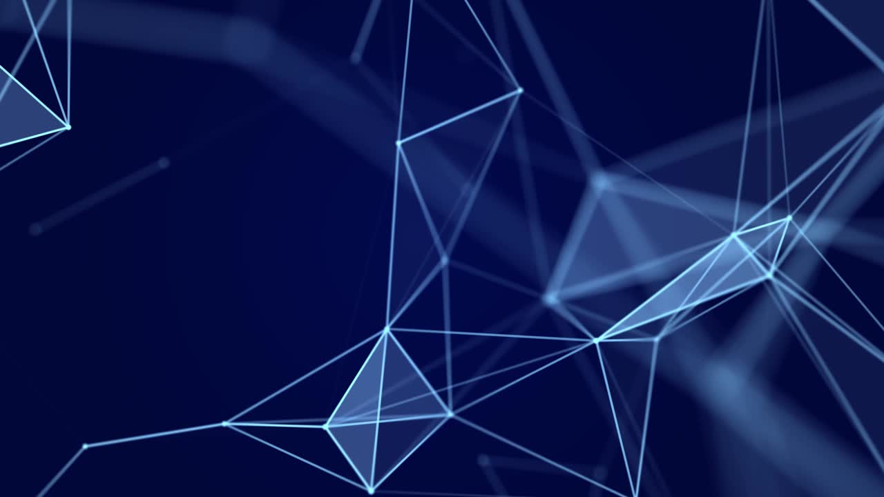 Abstract background with moving lines and dots. Network connection structure. Data exchange. 3D seamless loop.