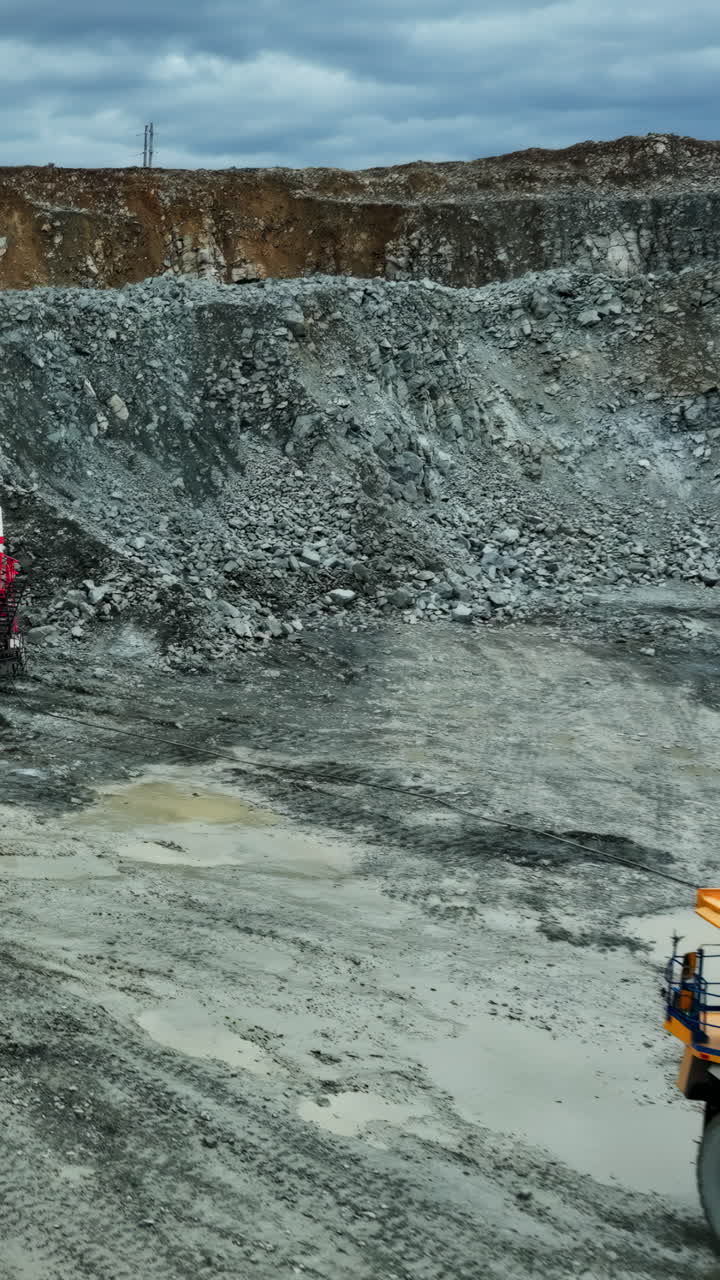 Mining site with dump trucks