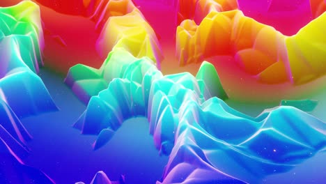 hermosa superficie abstracta en 3d con chispas de brillo, ondas extrudidas o desplazadas se transforman en bucle. gradiente de arco iris, material mate suave como la dulzura de la morfología o la mermelada con un ligero resplandor interno.