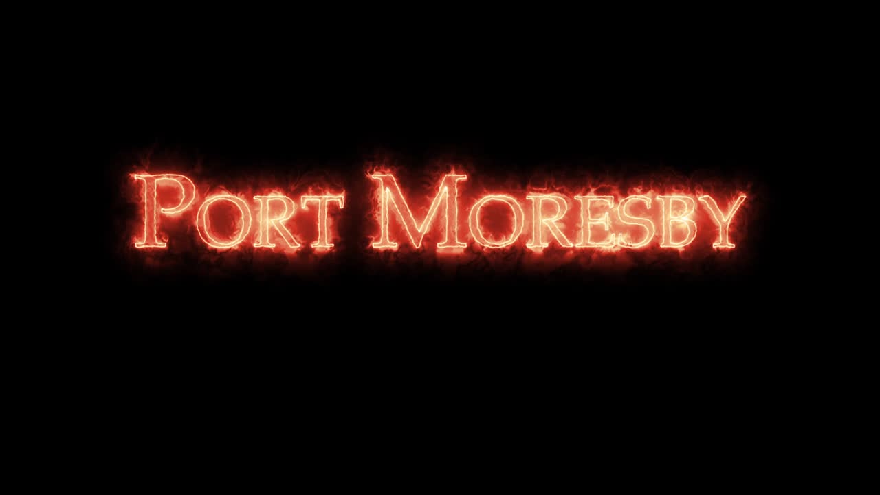 Port Moresby written with fire. Loop