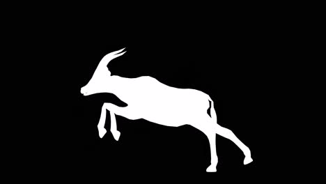 a gazelle running jumping on black background with alpha channel included at the end of the video, 3d animation, side view, animated animals, seamless loop animation