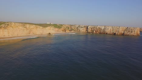 The-surfspot-Beliche-near-Sagres,-Portugal.-Aerial-shot