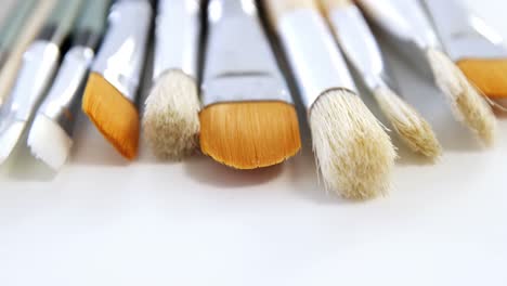 close-up of various paint brushes