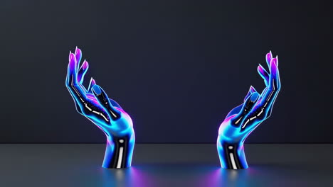 abstract glowing cybernetic hands