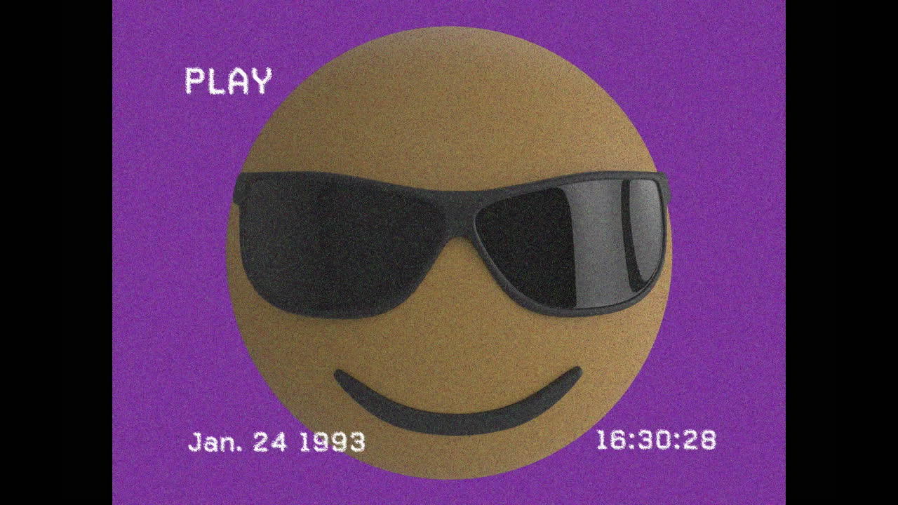 animación del icono emoji de las gafas de sol sobre la pantalla con ruido