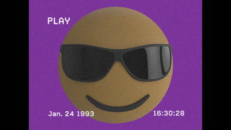 animación del icono emoji de las gafas de sol sobre la pantalla con ruido