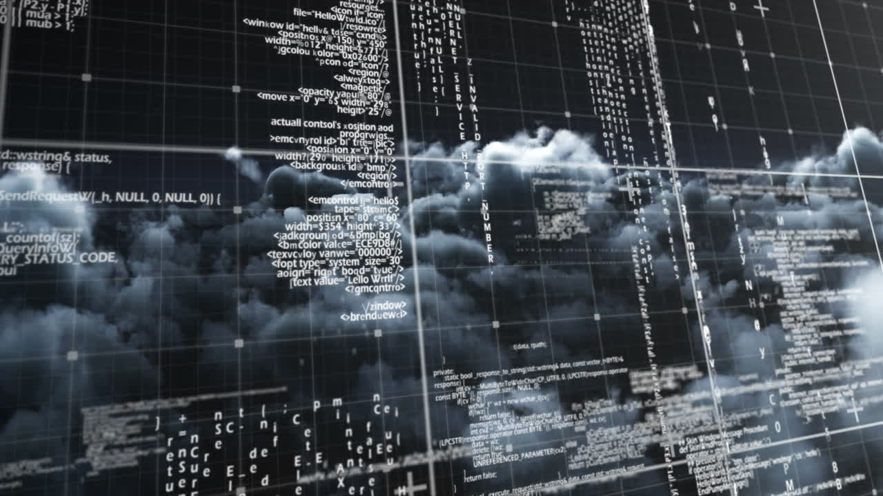 Binary code against white clouds 4k