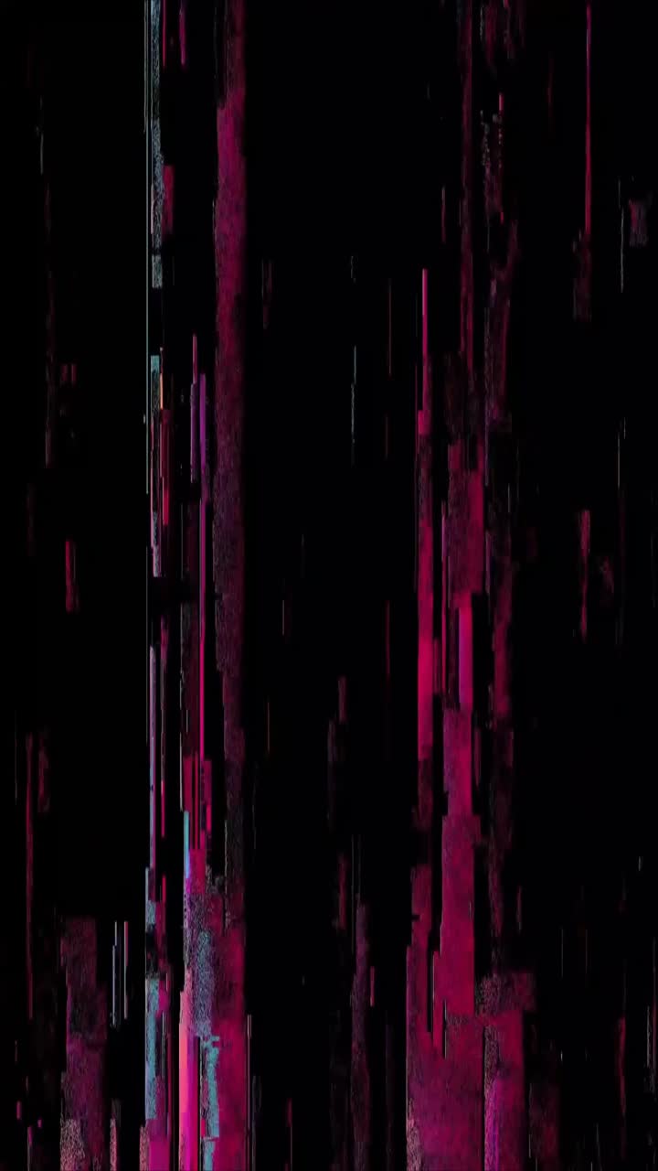 Dynamisk glitch-effekt med lyserøde og cyan lodrette linjer