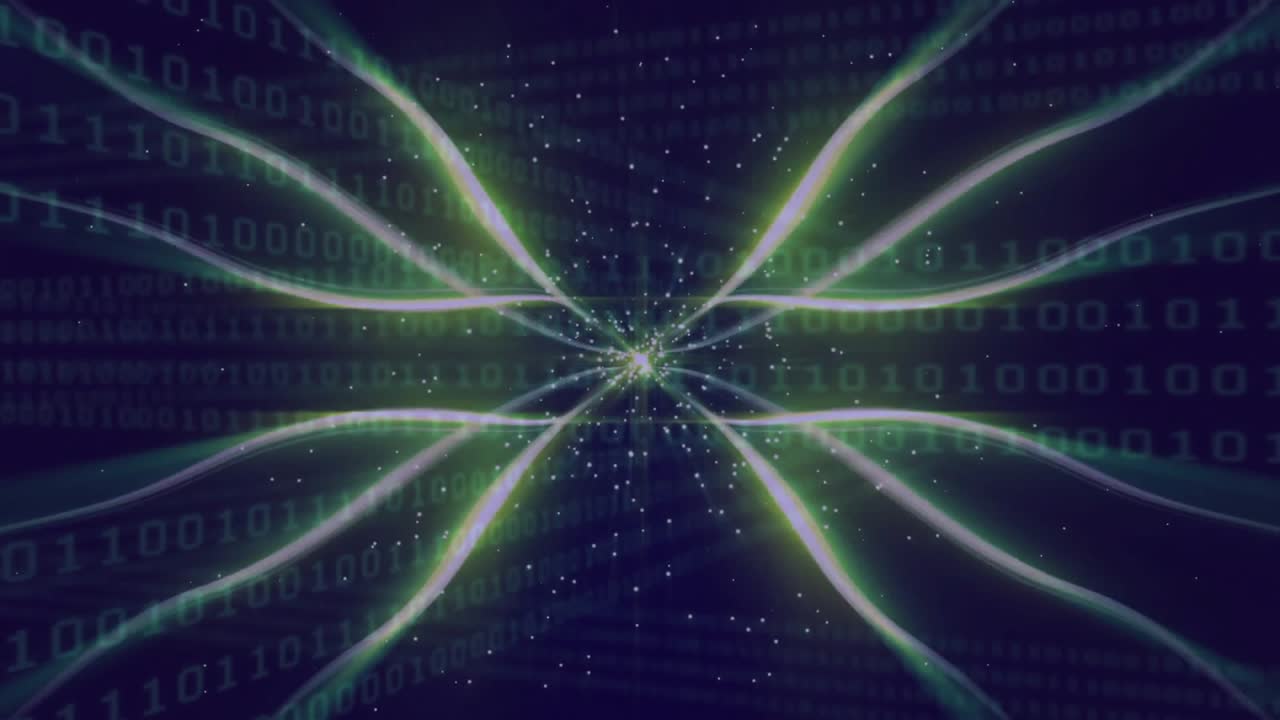 Central node pulsing, initiating neon green tendrils radiating, contracting, representing data flux