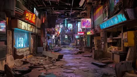 post-apocalyptic cyberpunk alley