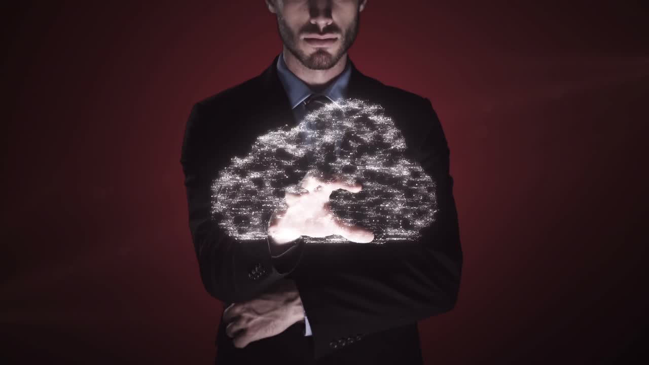 인터페이스 화면을 사용하는 사업가