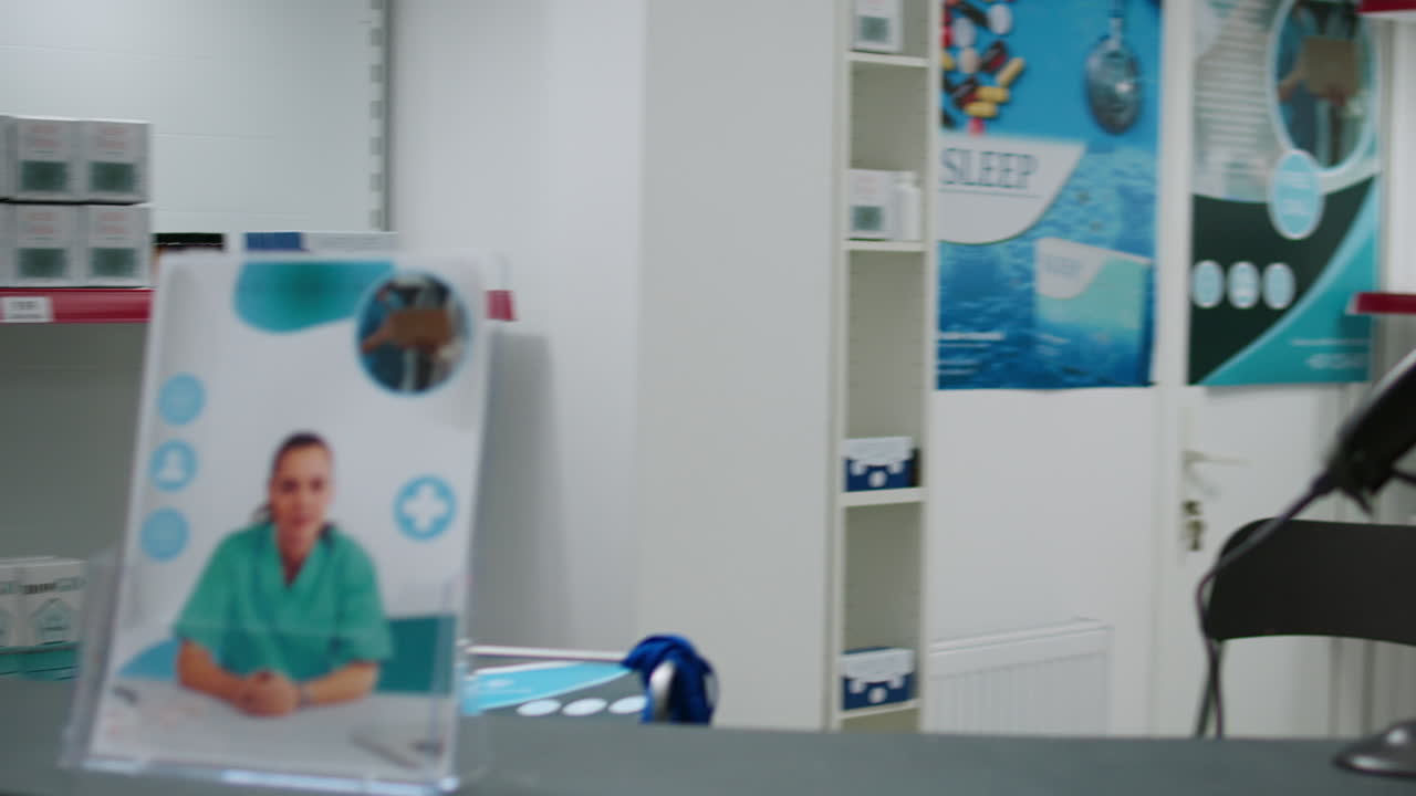 Pharmacy Interior with Products and Posters
