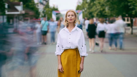 woman in a city street