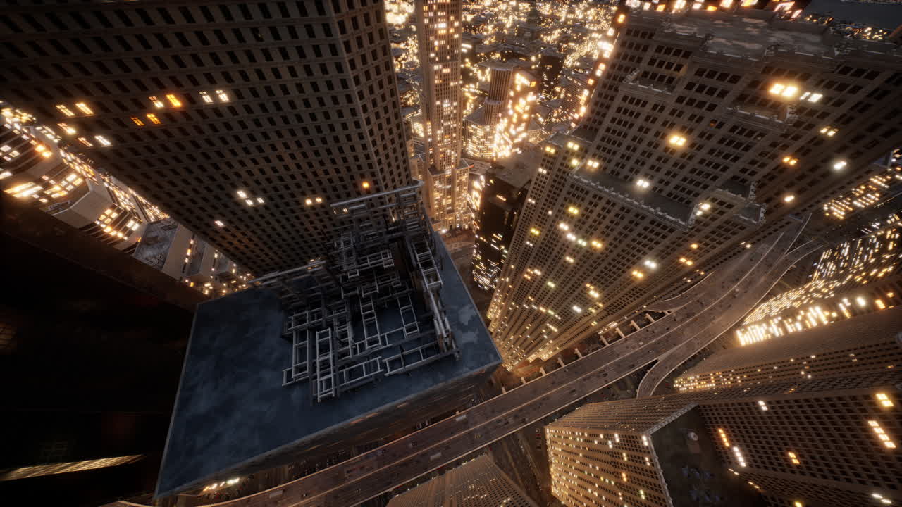 impresionante vista de la ciudad del horizonte futurista por la noche