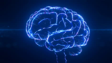 digital brain glowing with light particles