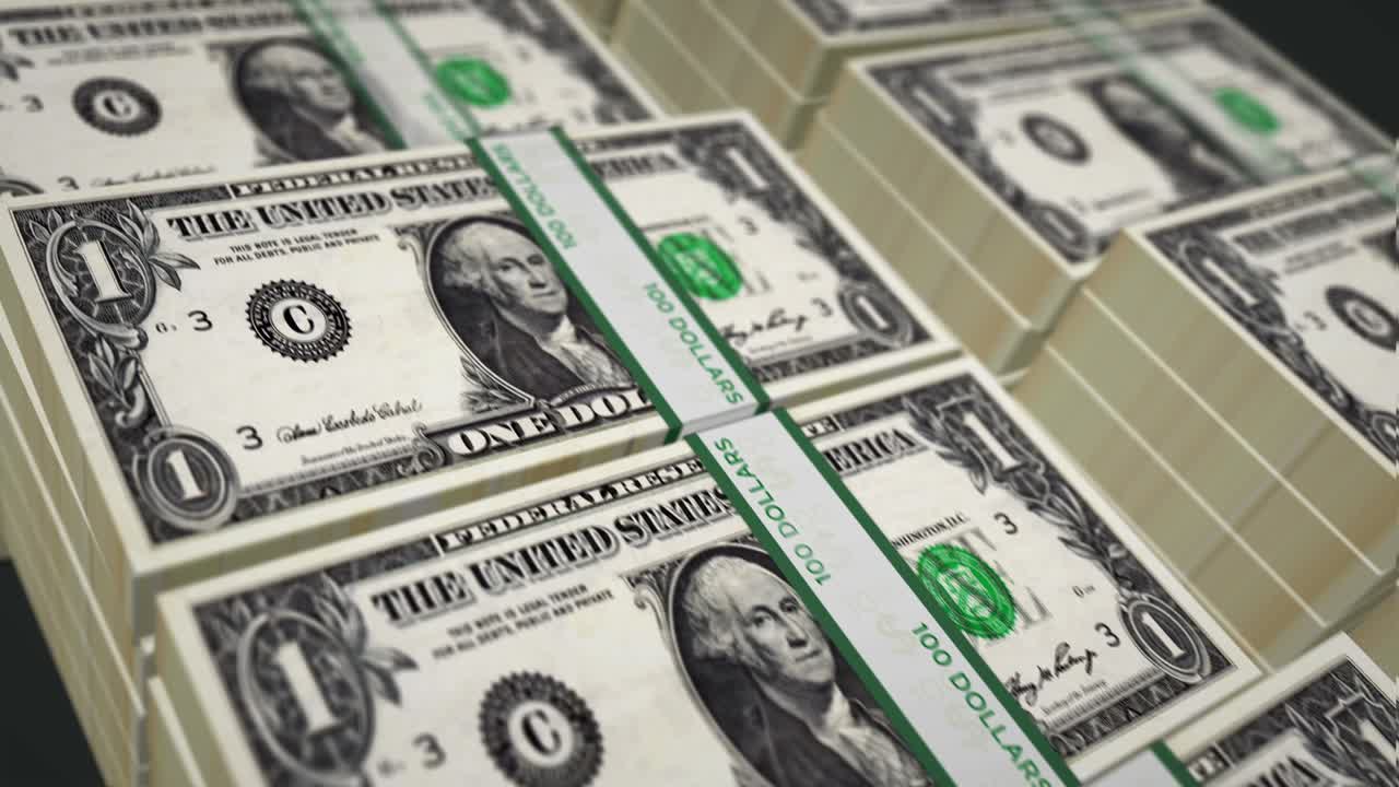 dólares billetes de banco paquete de bucle sin costuras