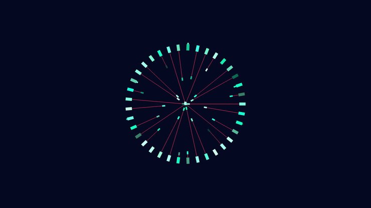 Futuristic circle with rainbow color on dark space