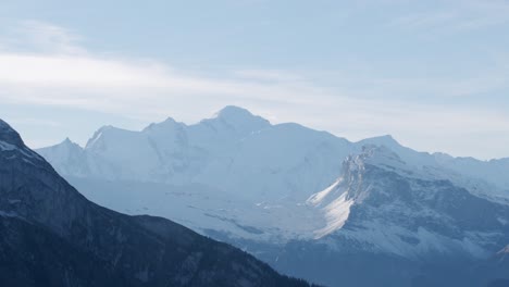 mont-blanc mountain on a sunny day from a distance