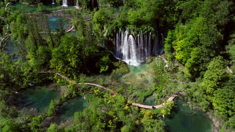veliki prstavac at the plitvice lakes national park in croatia. - aerial shot