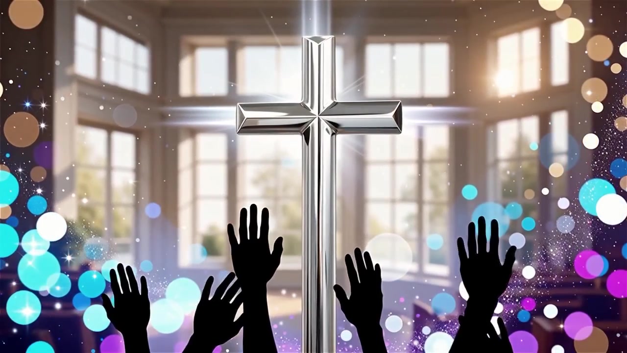 Christian Cross Heavenly Light Worship Background