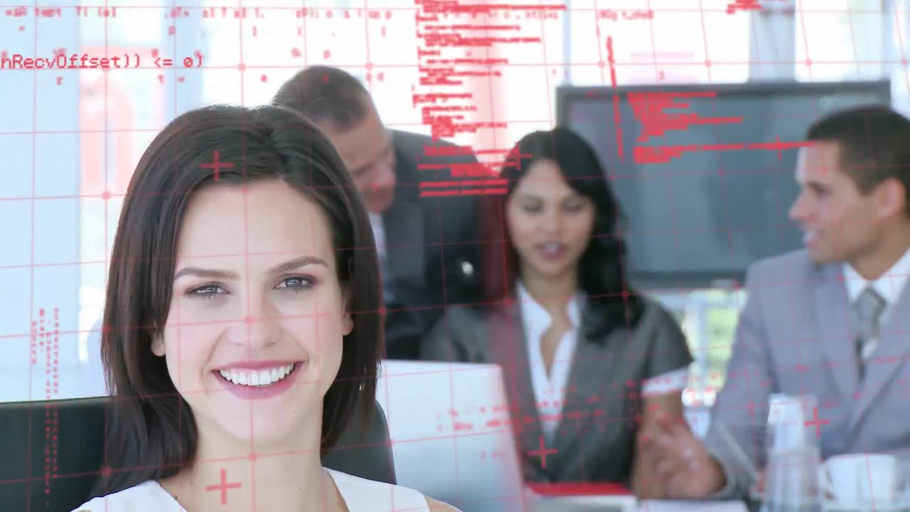 animación del procesamiento de datos sobre la gente de negocios