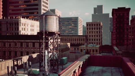 city skyline with water tower