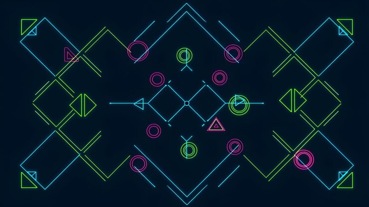 Fundo com Padrão Geométrico Dinâmico de Neon