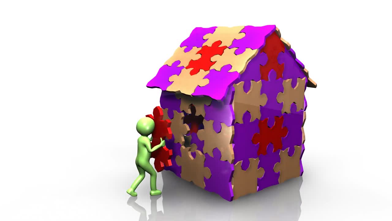 hombre 3d logrando la construcción de su casa