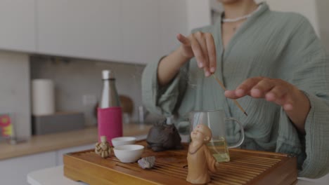 tea ceremony with incense