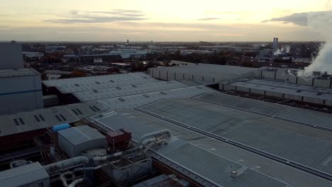 industrial pollution during sunset, sunrise horizon