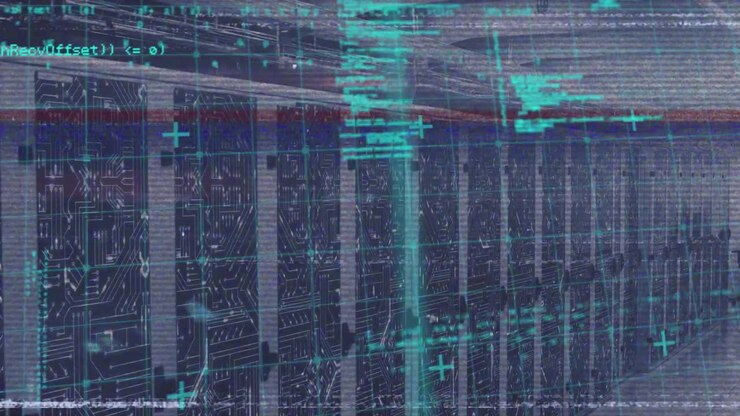 Animation af databehandling over computerservere