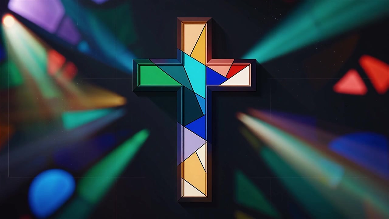 Cruz Cristiana con Luz Celestial, Fondo para Adoración.
