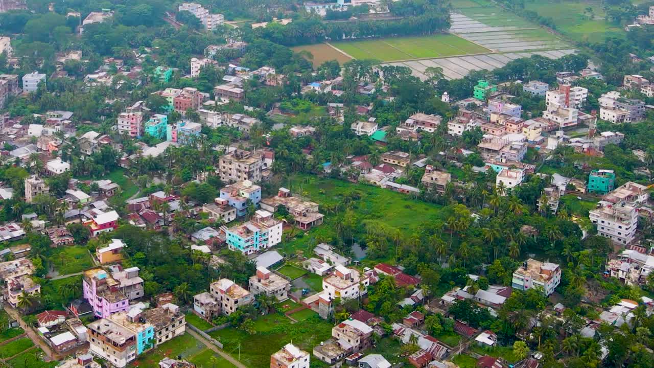 Aerial green new housing development in Bangladesh outside Dhaka Asia