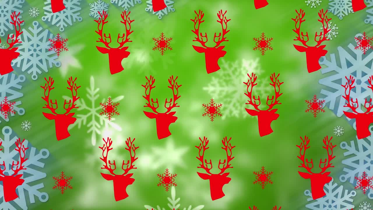 animación del patrón de navidad sobre la nieve que cae