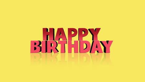 deseos de cumpleaños vibrantes con letras rojas apiladas sobre fondo amarillo