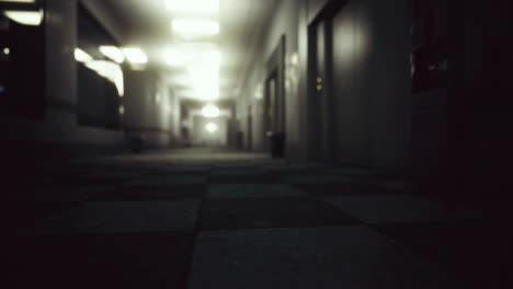 mysterious corridor with dim lighting in an abandoned building