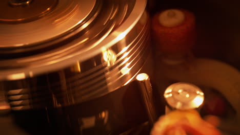 inside of the vcr - tape transport mechanism wraps the tape around the head drum - macro, 90s vibe