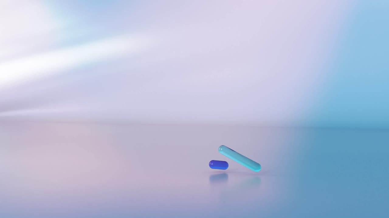 cyan and blue protein strands flowing, hemoglobin Alpha-Beta chains 3d animation