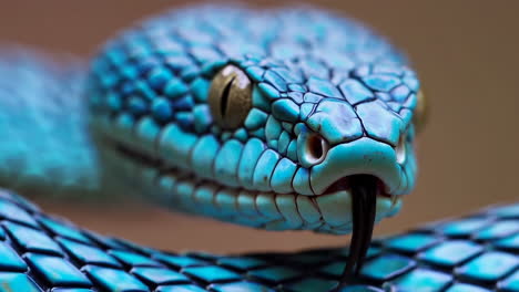 close-up of a blue viper