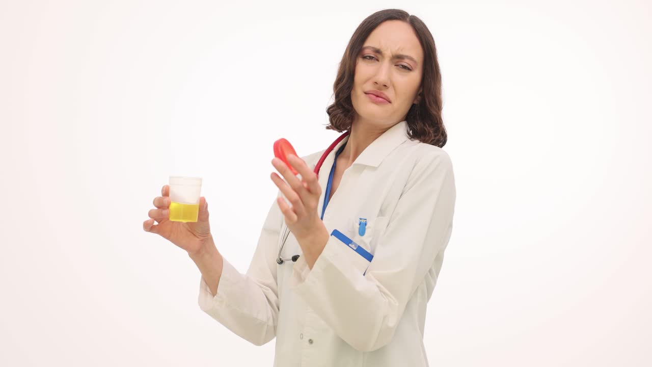 Medical professional analyzing urine sample