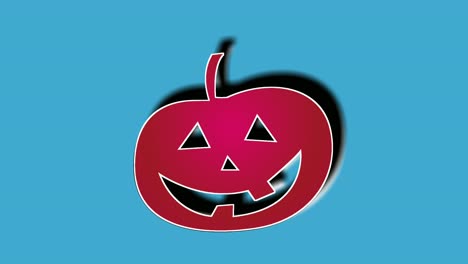 rojo y negro espeluznante calabaza halloween símbolo animación drop down gráficos de movimiento en elementos de video de fondo azul