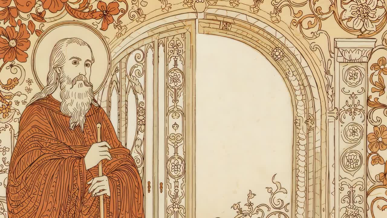 Religious Illustration of a Saintly Figure