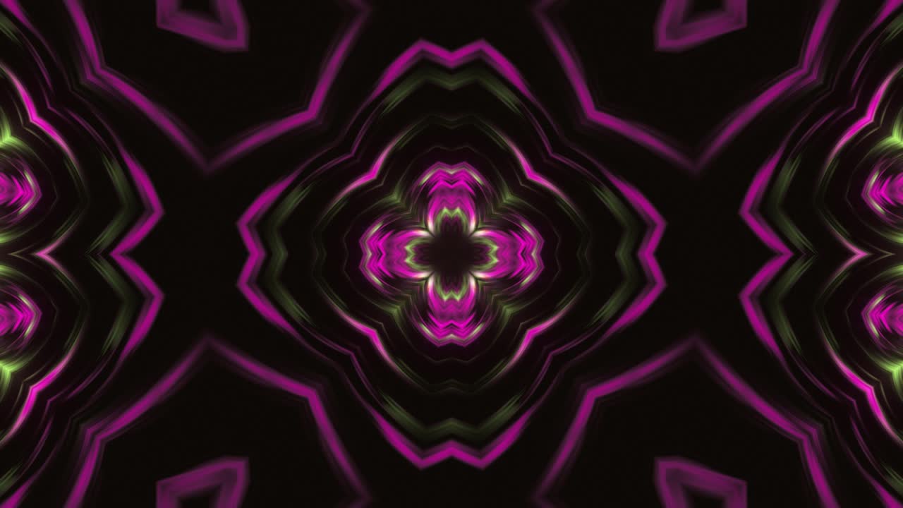 Sfondo floreale caleidoscopico, loop continuo neon