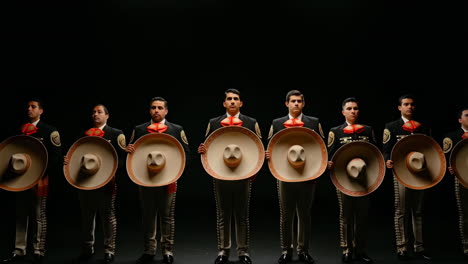 mariachi men posing with sombreros