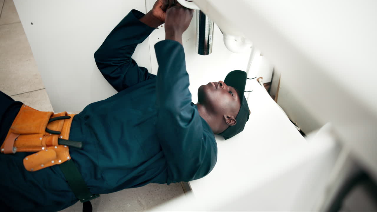 Plumber repairing sink