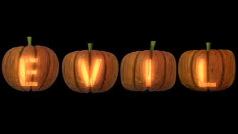 carved pumpkin letters  forming the text evil
