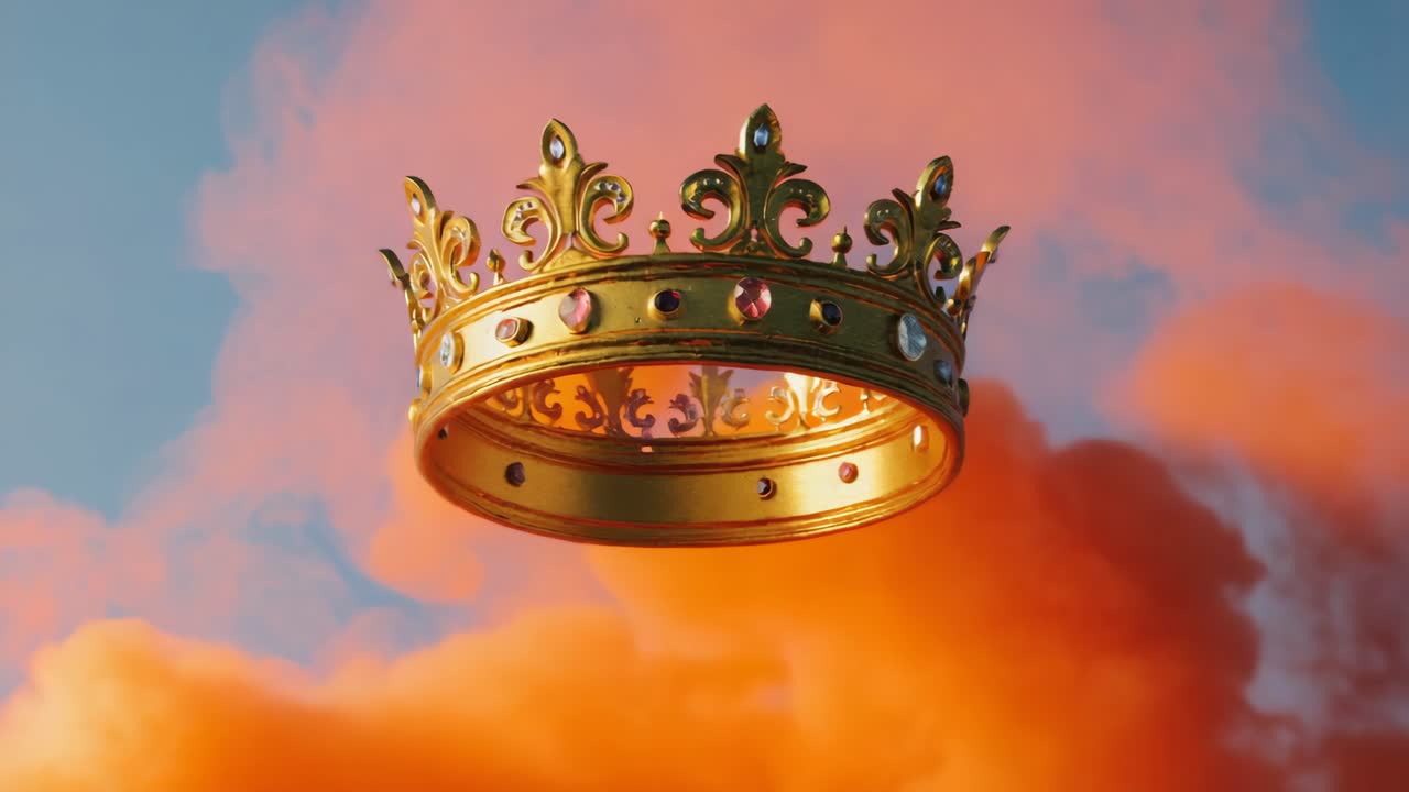 A golden crown on a smoky background