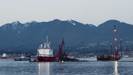 Industrial-boats,-on-water