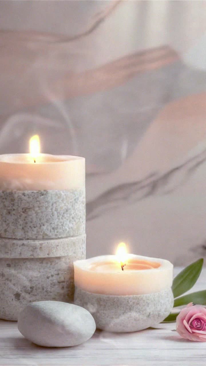 Gül ve Spa Taşı ile Titreyen Mumların Sıcak Işıltısı