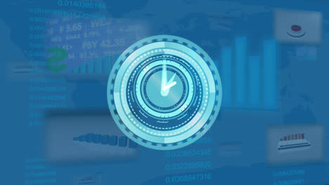 Animación-De-Reloj-En-Movimiento-Y-Escaneo-De-Alcance-Sobre-Procesamiento-De-Gráficos-Y-Datos.